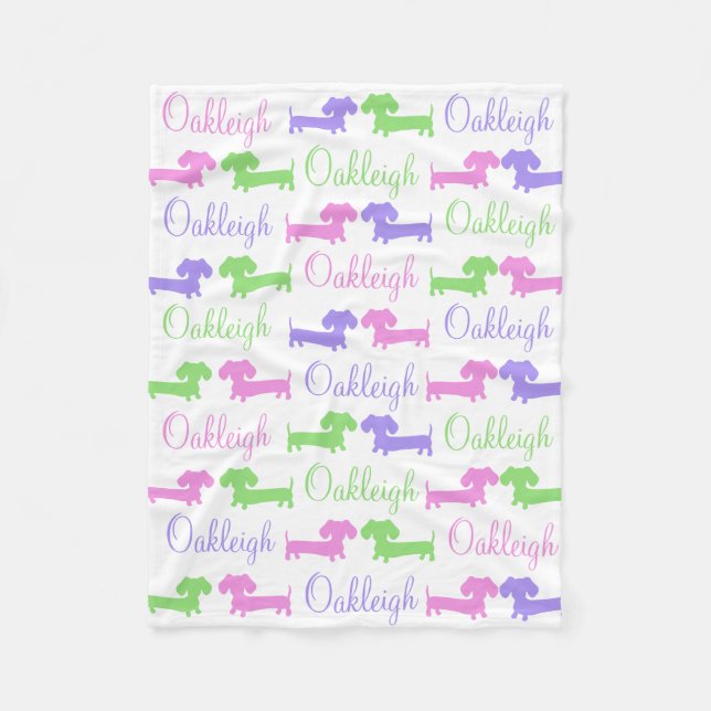 Dackel Geschlecht neutrales Kinderzimmer Lücke Fleecedecke (Vorderseite)