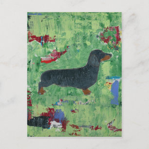 Dackel gibt Dackel Dog Moderne Abstrakte Kunst Postkarte