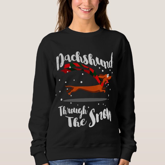 Dackel Gif durch den Schnee Sweatshirt (Vorderseite)