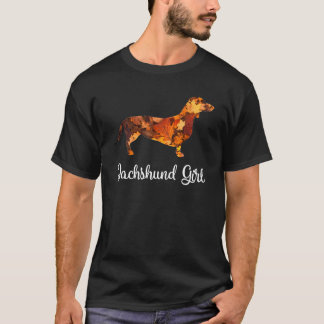 Dackel Girl Herbstlaubs Würstchen Mama Niedlich Wo T-Shirt