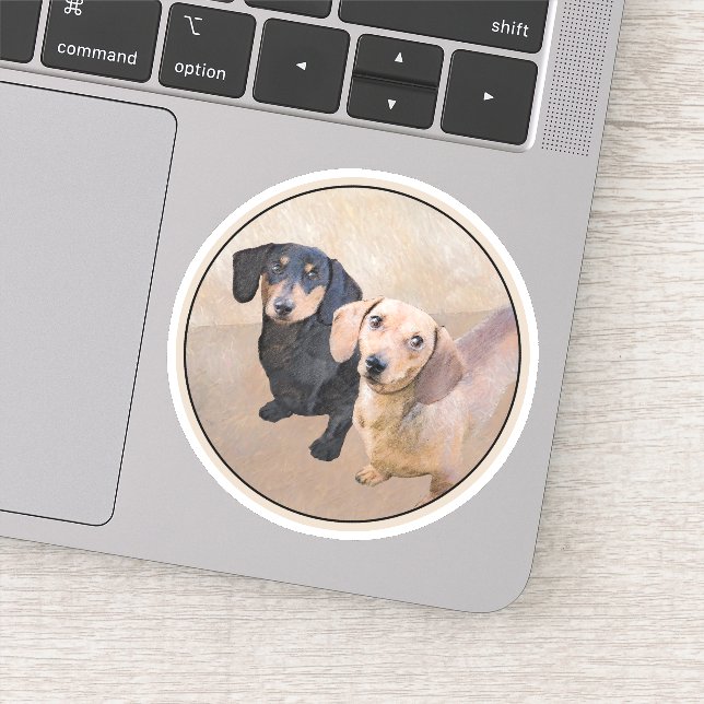 Dackel (glatt) Gemälde - Originale Hundekunst Aufkleber (Detail)