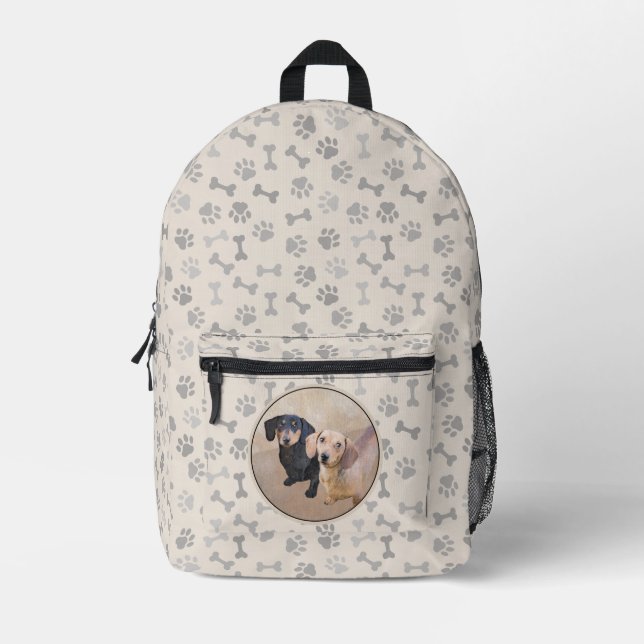 Dackel (glatt) Gemälde - Originale Hundekunst Bedruckter Rucksack (Vorderseite)