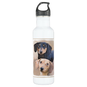Dackel (glatt) Gemälde - Originale Hundekunst Edelstahlflasche