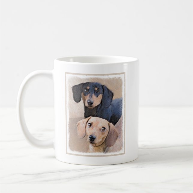 Dackel (glatt) Gemälde - Originale Hundekunst Kaffeetasse (Links)