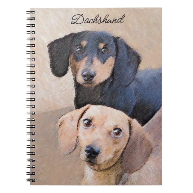 Dackel (glatt) Gemälde - Originale Hundekunst Notizblock (Vorderseite)