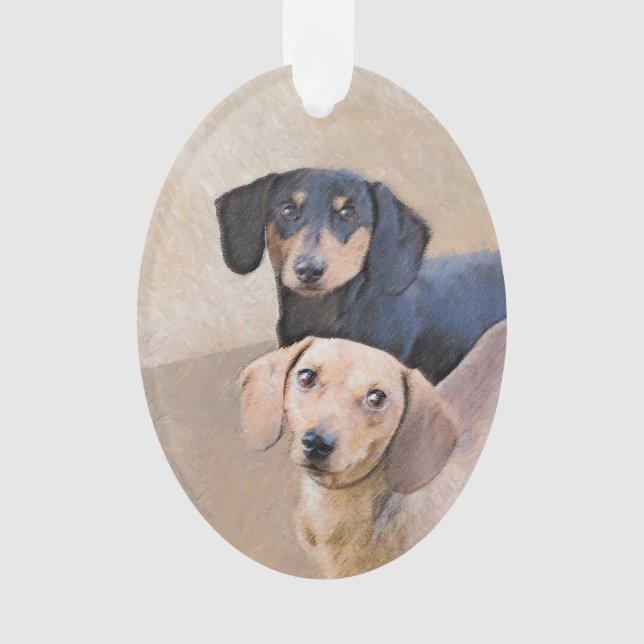 Dackel (glatt) Gemälde - Originale Hundekunst Ornament (Vorderseite)