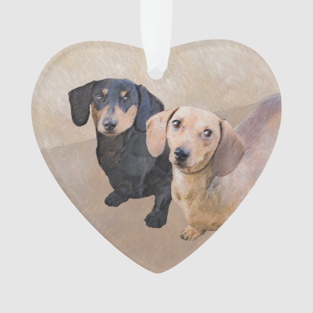 Dackel (glatt) Gemälde - Originale Hundekunst Ornament (Vorderseite)