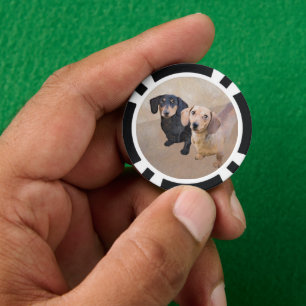 Dackel (glatt) Gemälde - Originale Hundekunst Pokerchips