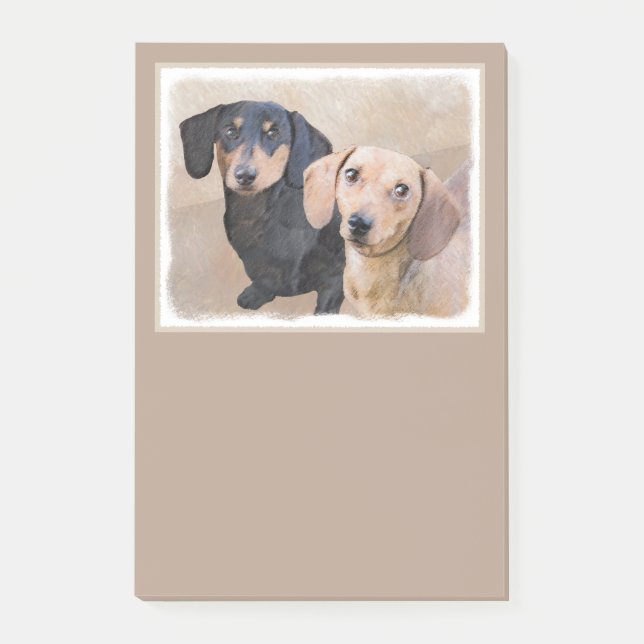 Dackel (glatt) Gemälde - Originale Hundekunst Post-it Klebezettel (Vorderseite)