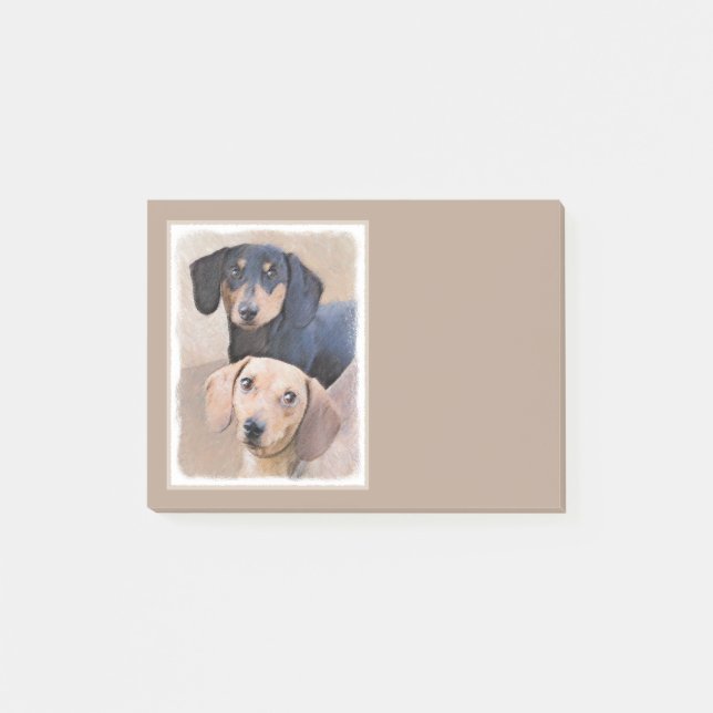 Dackel (glatt) Gemälde - Originale Hundekunst Post-it Klebezettel (Vorderseite)