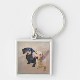 Dackel (glatt) Gemälde - Originale Hundekunst Schlüsselanhänger