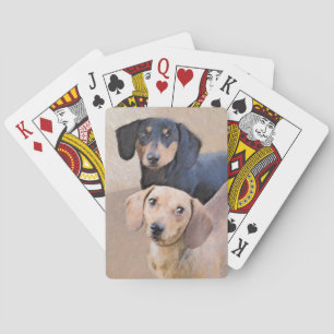 Dackel (glatt) Gemälde - Originale Hundekunst Spielkarten