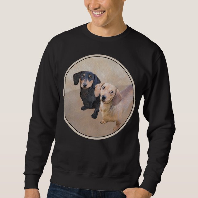 Dackel (glatt) Gemälde - Originale Hundekunst Sweatshirt (Vorderseite)
