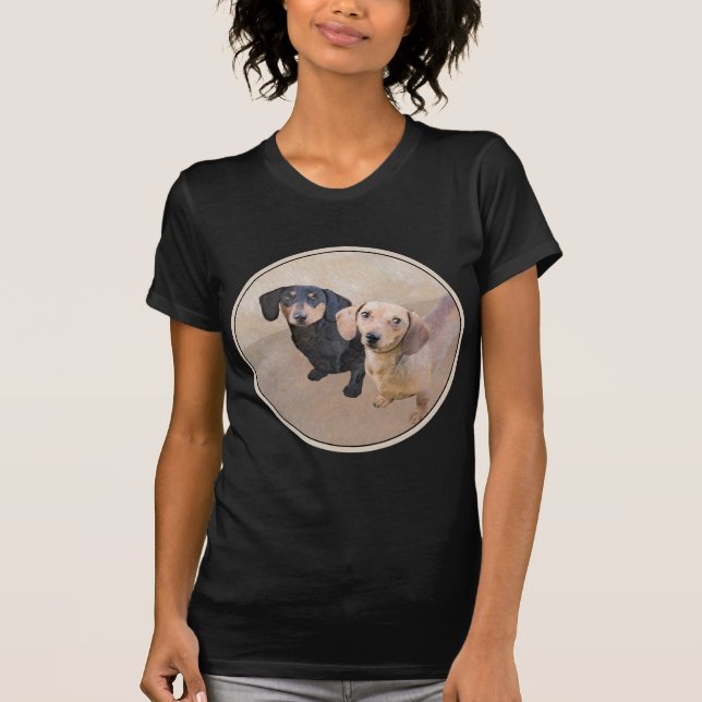 Dackel (glatt) Gemälde - Originale Hundekunst T-Shirt (Vorderseite)