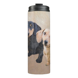Dackel (glatt) Gemälde - Originale Hundekunst Thermosbecher
