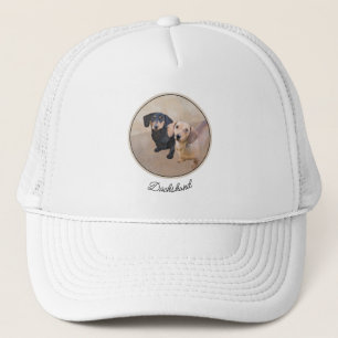 Dackel (glatt) Gemälde - Originale Hundekunst Truckerkappe