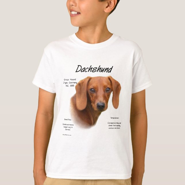 Dackel (glatt) Historiendesign T-Shirt (Vorderseite)