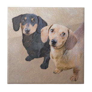 Dackel (glatte) Malerei - Original Hundekunst Fliese