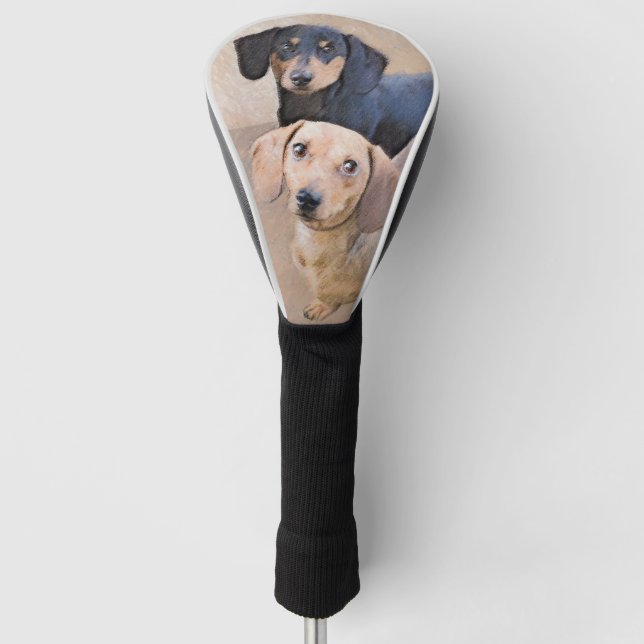 Dackel (glatte) Malerei - Original Hundekunst Golf Headcover (Vorderseite)