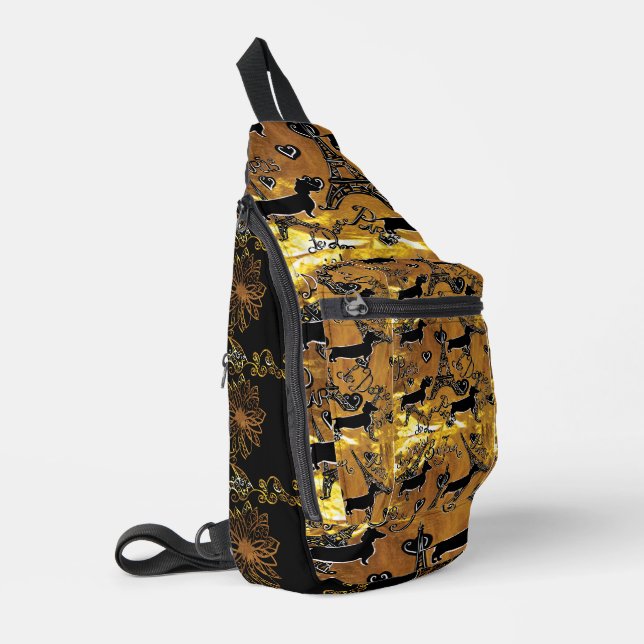 Dackel Gold Crossbody Bag (Linke Seite)