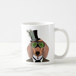 Dackel Green Goggles Top Hat Tasse