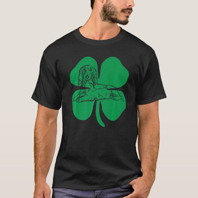 Dackel Green Kleeblatt St. Patricks Day T-Shirt (Vorderseite)