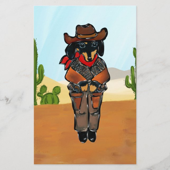 Dackel Gunslinger Briefpapier (Vorderseite)