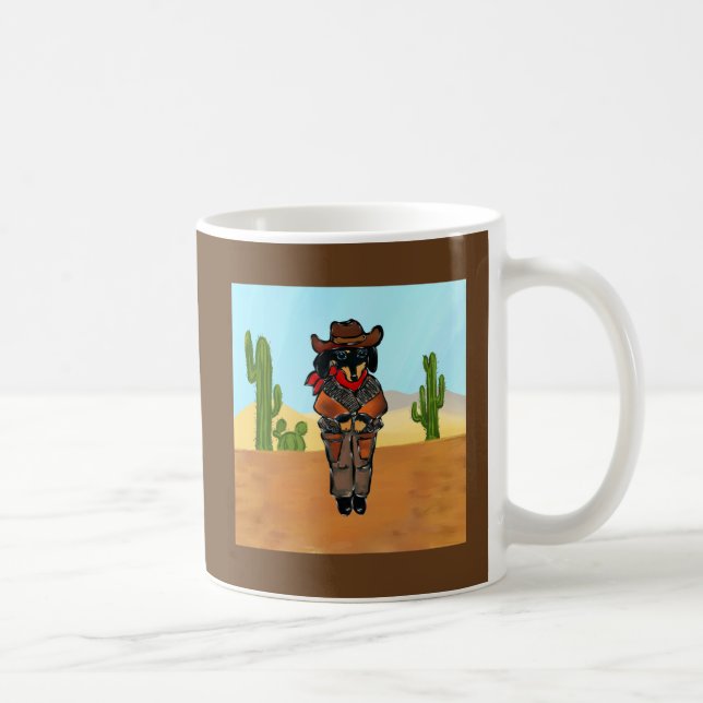 Dackel Gunslinger Kaffeetasse (Rechts)