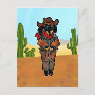 Dackel Gunslinger Postkarte