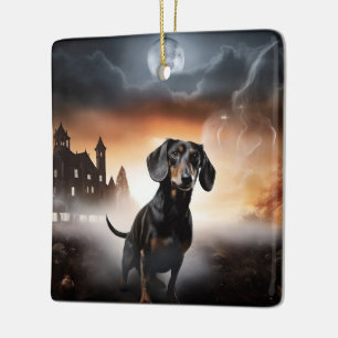 Dackel Halloween Beängstigend Keramikornament