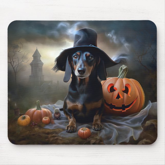 Dackel Halloween Beängstigend Mousepad (Vorne)