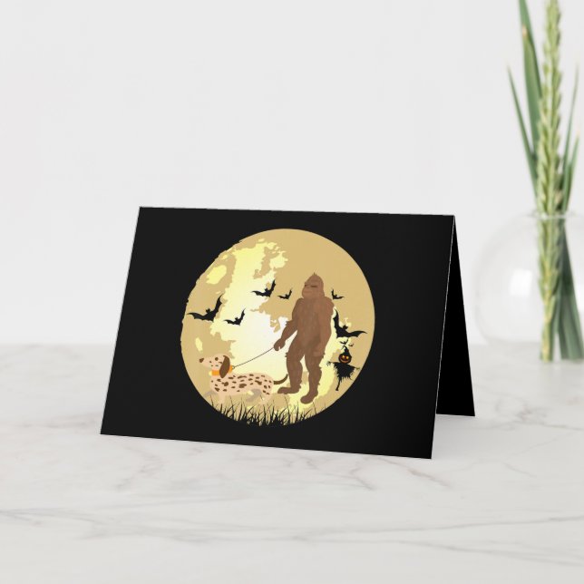 Dackel Halloween Bigfoot Wandern Eine Dackel Karte (Vorderseite)