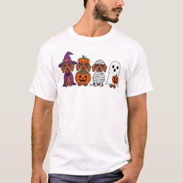 Dackel Halloween Hexenkürbis Mummy Ghost T-Shirt