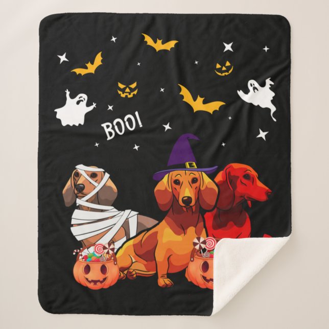 Dackel Halloween Hund Lover Sherpadecke (Vorderseite)