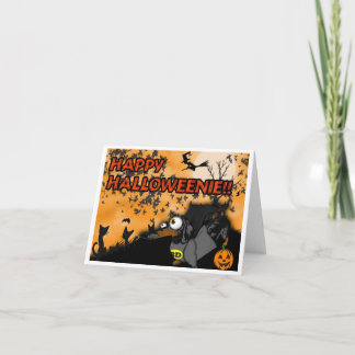 Dackel-Halloween-Karte Batdog und Superdog Karte