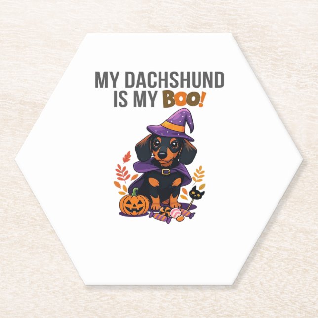 Dackel Halloween Kostüm Meine Dackel ist mein Bo Untersetzer (Vorderseite)