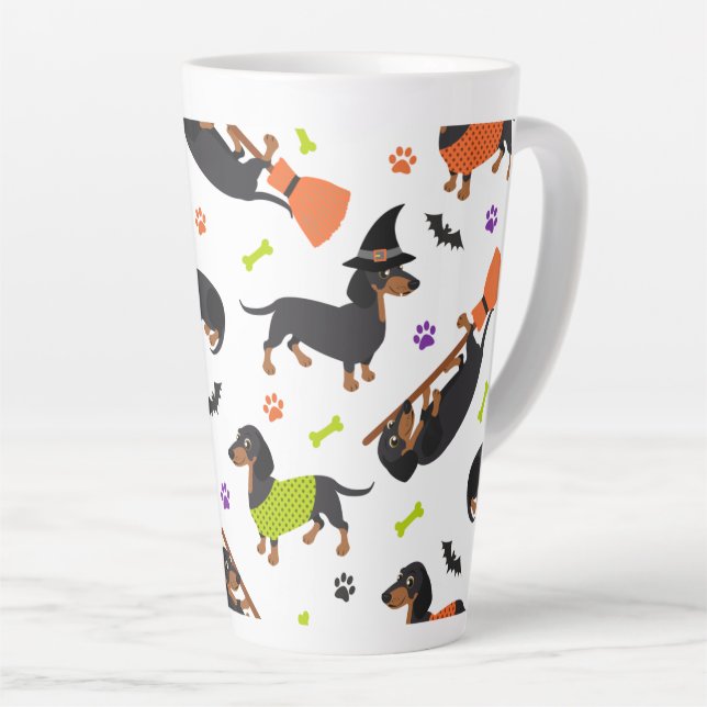 Dackel Halloween Latte Tasse (Rechte Ecke)