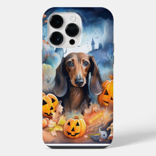 Dackel Halloween mit Pumpkins Beängstigend iPhone 14 Pro Max Hülle