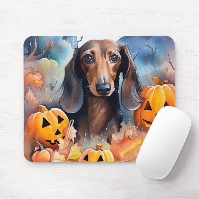 Dackel Halloween mit Pumpkins Beängstigend Mousepad (Mit Mouse)