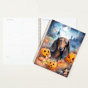 Dackel Halloween mit Pumpkins Beängstigend Planer