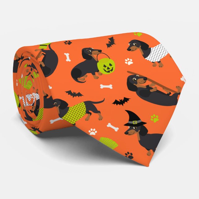 Dackel Halloween Neck Tie Krawatte (Gerollt)