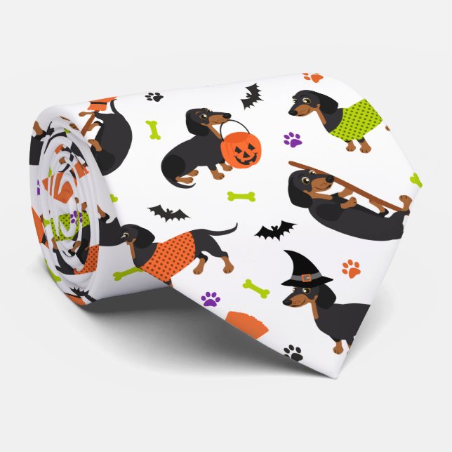 Dackel Halloween Neck Tie Krawatte (Gerollt)