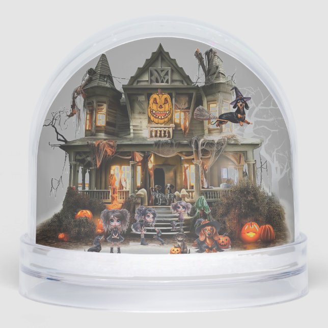 Dackel Halloween Snow Globe Schneekugeln (Vorderseite)