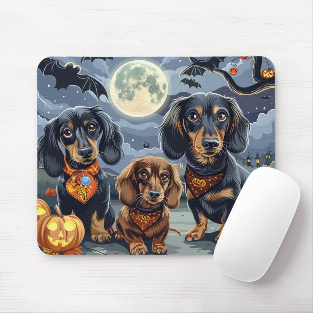 Dackel Halloween Spooky Mousepad (Mit Mouse)