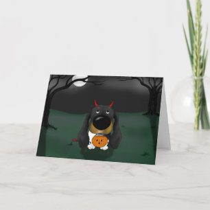 Dackel-Halloween-Teufel Karte