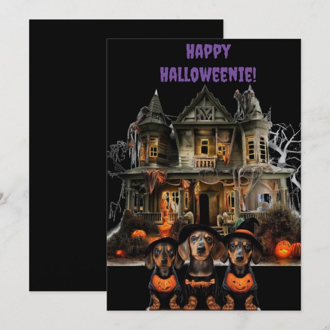 Dackel Halloweenie Card Feiertagskarte (Vorne/Hinten)