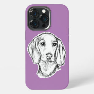 Dackel handgezeichnete Skizze schwarz weiß Welpe H iPhone 13 Pro Hülle