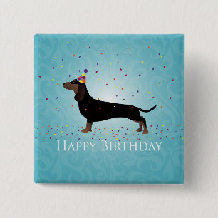 Dackel Happy Birthday Design Button