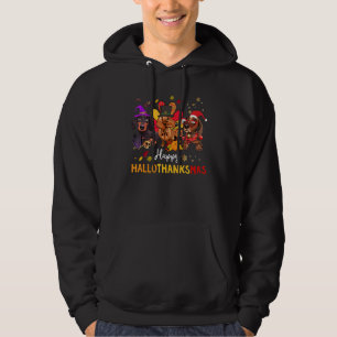 Dackel Happy Hallothanksmas Halloween Thanksgiv Hoodie