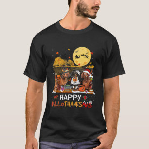 Dackel Happy Hallothanksmas Halloween Thanksgiv T-Shirt